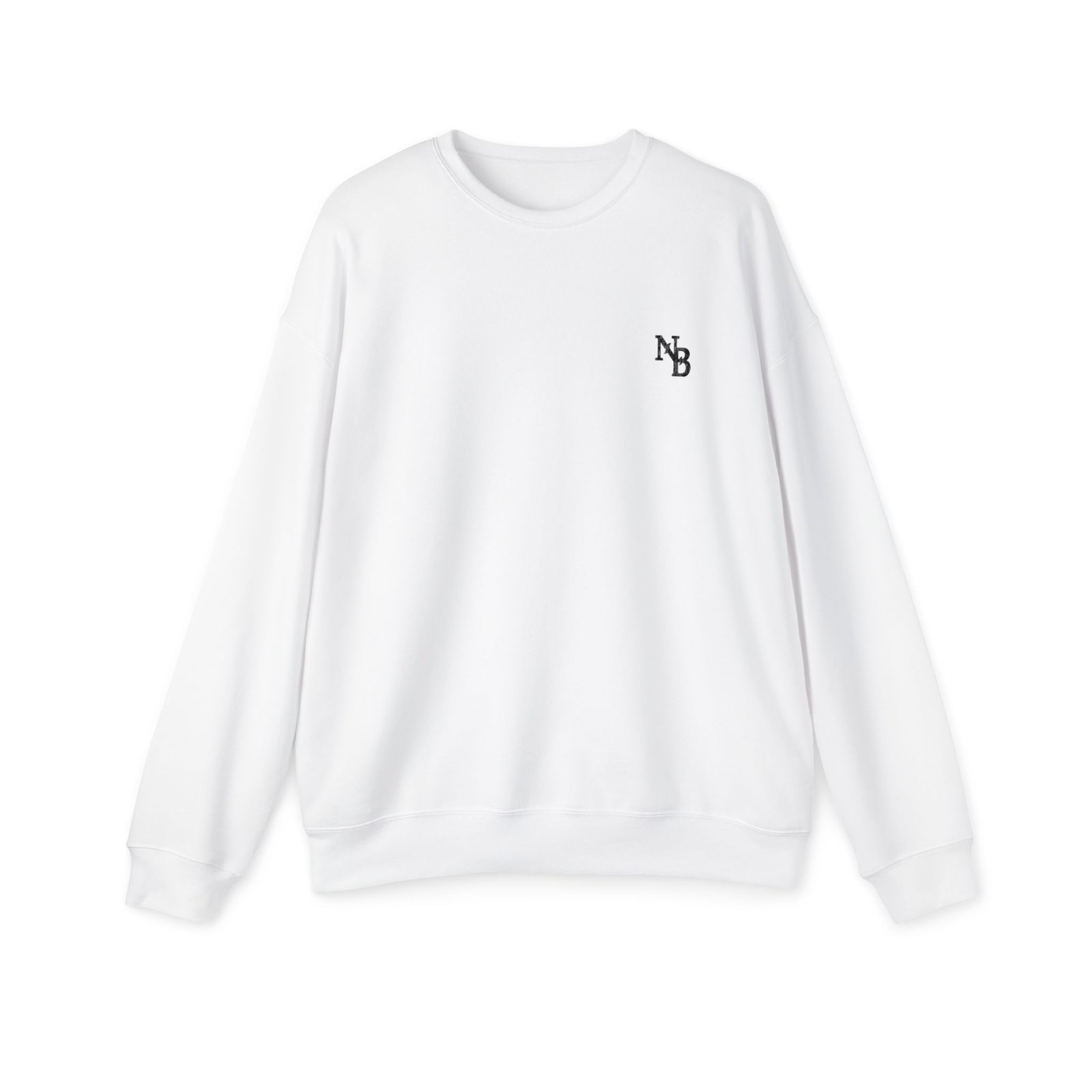 Minimalist White Sweatshirt, NB Unisex Crewneck, Casual Streetwear
