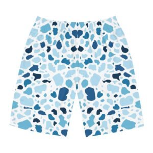 Blue Sea Glass Print Board Shorts — Men’s Water-Ready Swim Trunks
