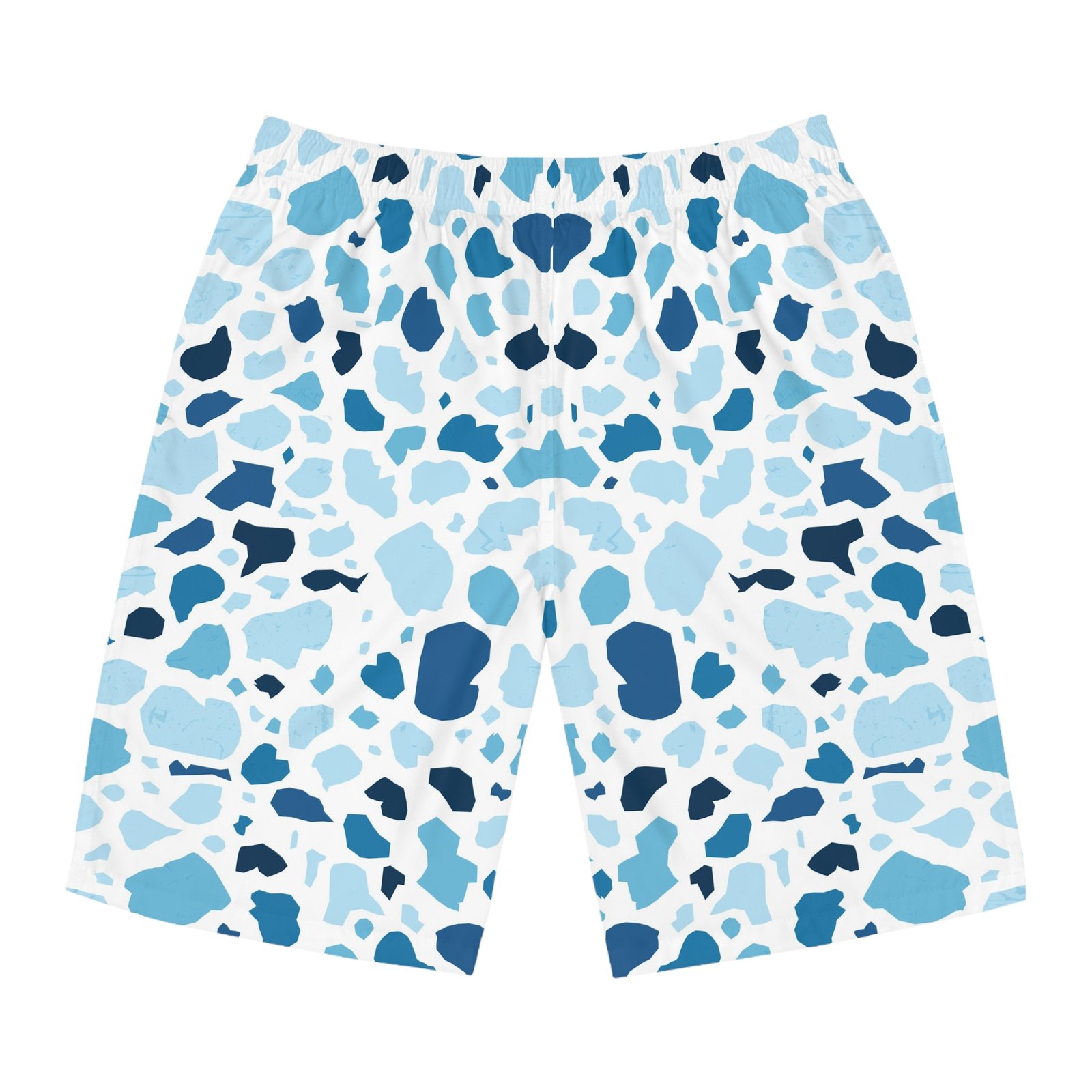 Blue Sea Glass Print Board Shorts — Men’s Water-Ready Swim Trunks