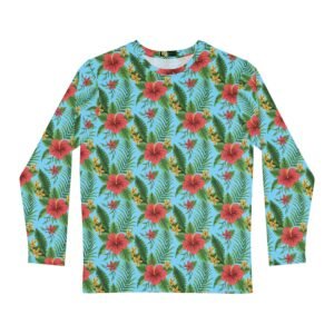 Vibrant Island Blue Long Sleeve Shirt, Beachwear, Summer Fashion, Vacation Outfit, Mens AOP Shirt, Gift for Him