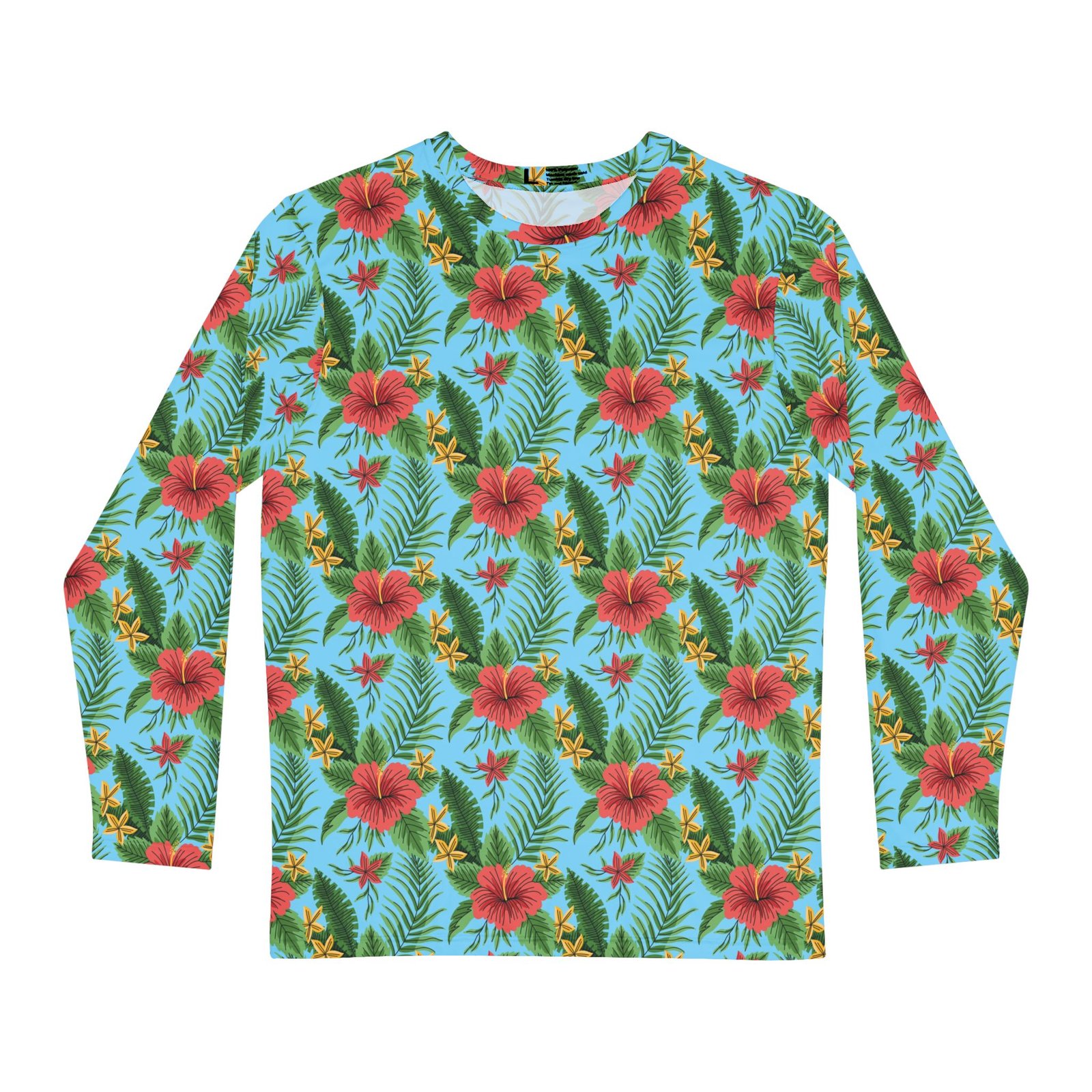 Vibrant Island Blue Long Sleeve Shirt, Beachwear, Summer Fashion, Vacation Outfit, Mens AOP Shirt, Gift for Him