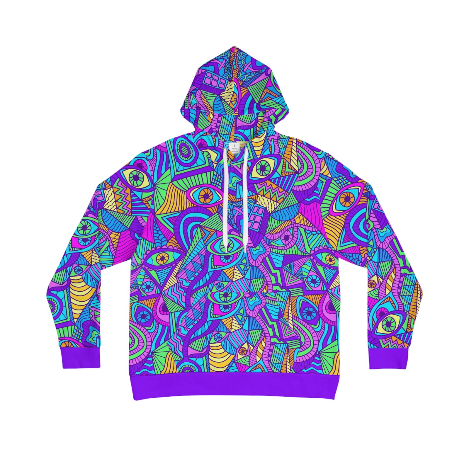 Psychedelic Tribal Hoodie, Neon Graffiti Print, Colorful Streetwear Hoodie, Festival Rave Hoodie, Bold Music Lover Gift, Trippy Pullover