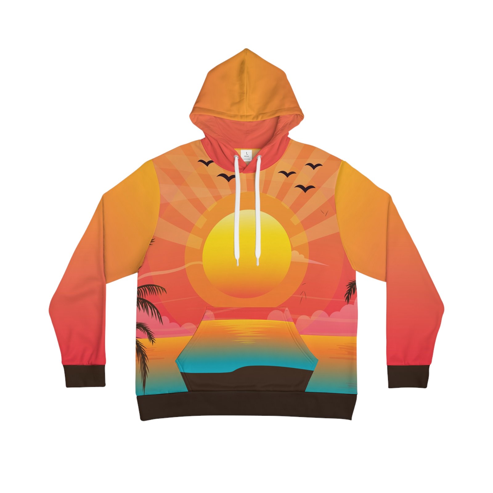 Beach Sunset Hoodie, Tropical Florida Style with Bright Orange and Yellow Summer Vibes