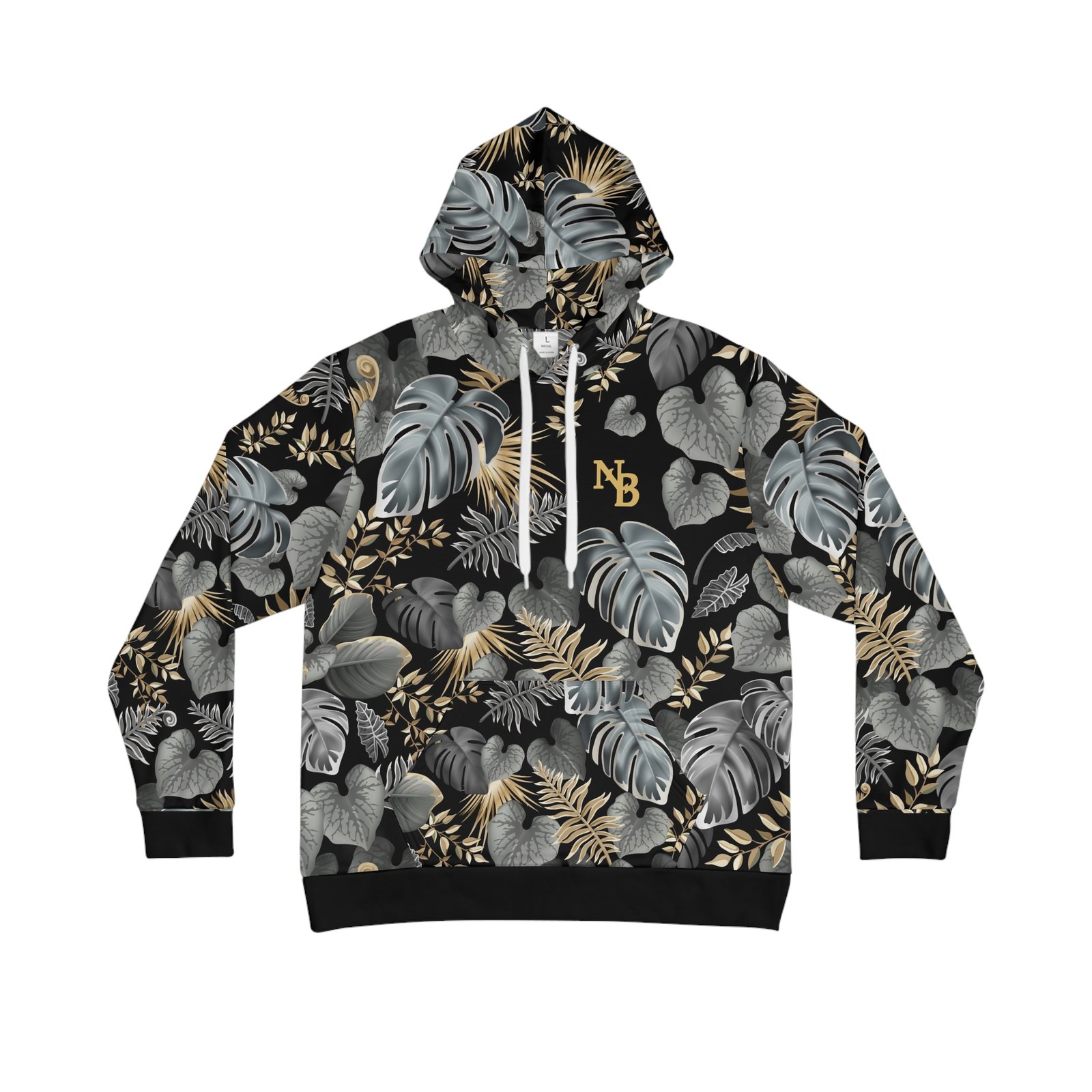 NB Monochrome Botanical Hoodie, Luxury Streetwear