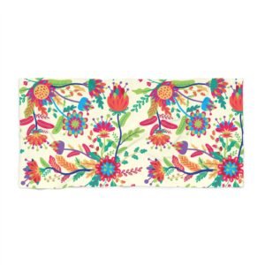 Colorful Folk Floral Beach Towel, Boho Summer Vibes for Beach & Poolside