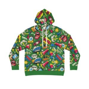 BOOM ZAP Green Hoodie, Vibrant Comic Pop Art Streetwear